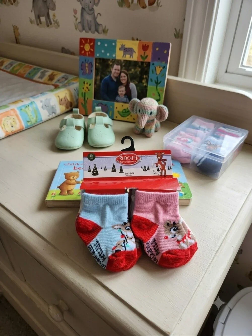 Rudolph Kids' Holiday Ankle Socks - Pink & Light Blue (10 Pack)